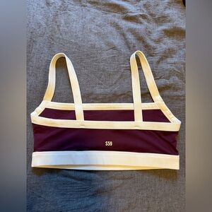 Splits 59 Maroon and White Sports Bra S/M